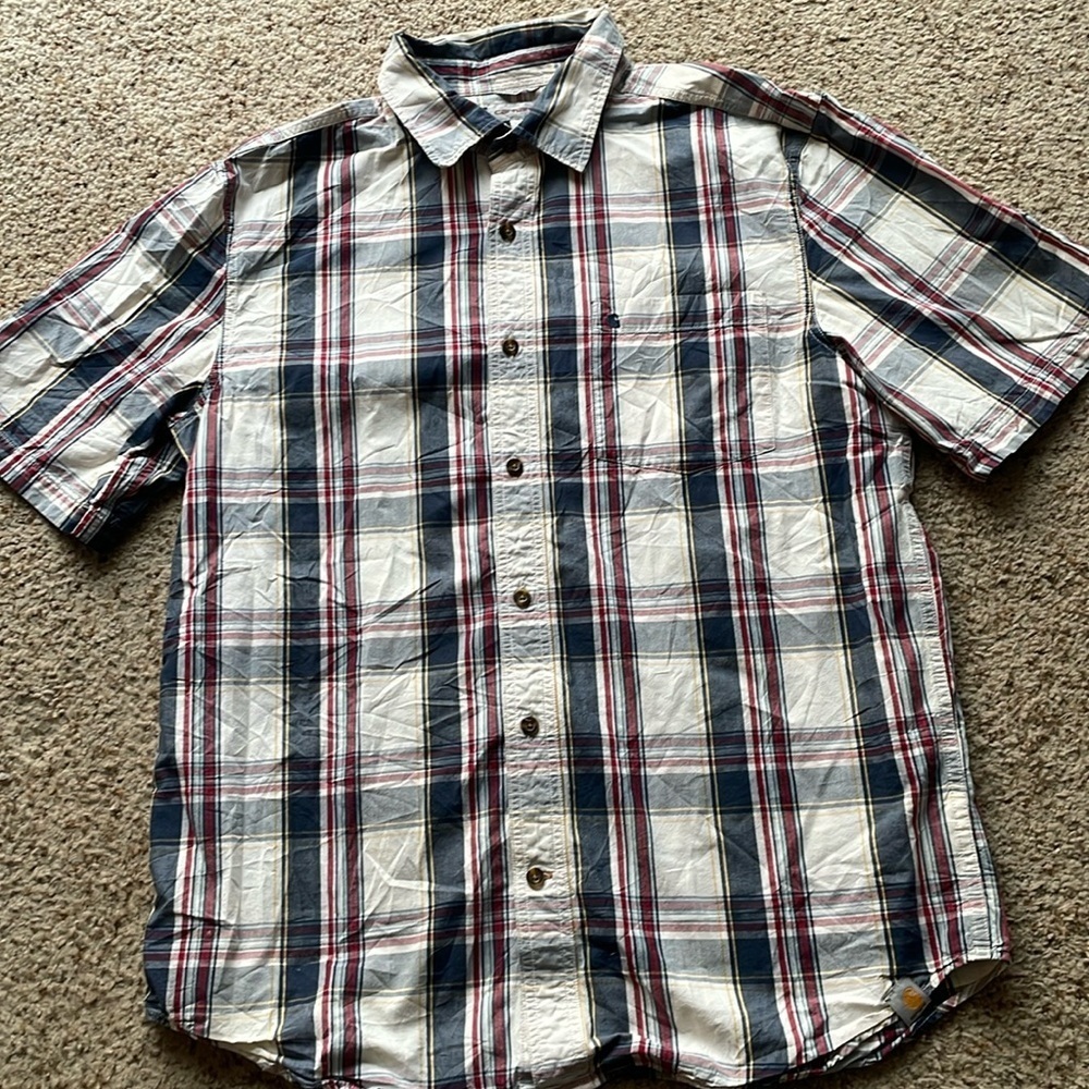 Carhartt short sleeve plaid button down size L